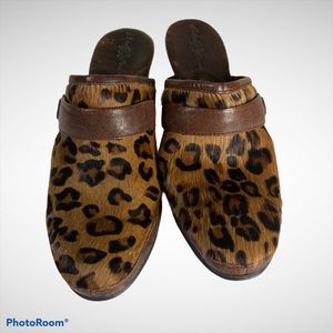 Born Leopard print calf hair mules size 9